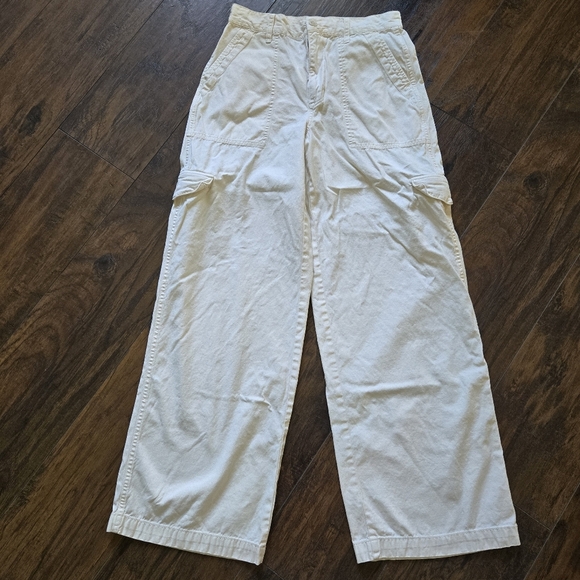 Madewell Griff Superwide-Leg Cargo Pants High Rise Belted Vintage Canvas Cream - Picture 2 of 8